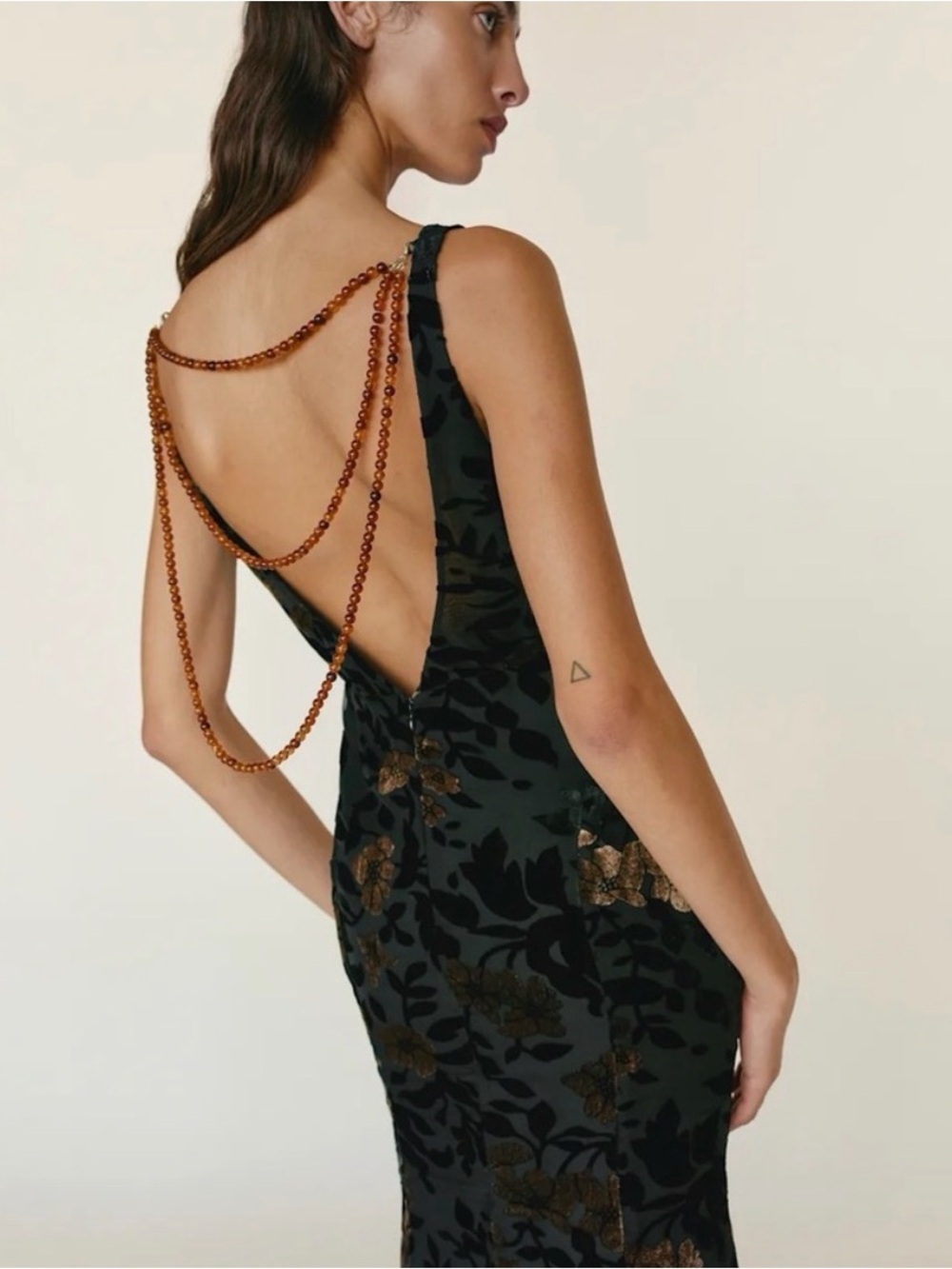 Reformation x Camille Rowe Hugo Dress in Moody Burnout Floral Velvet
